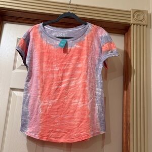 Women’s Tie-Dye Short Sleeve Top - Coral and Lavender